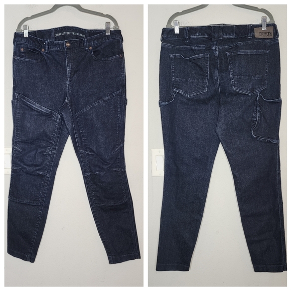 Duluth Trading Double Chapped work denim skinny leg darkwash Jeans. Size 12. - Picture 1 of 16